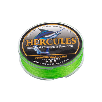 HERCULES Fluo Green fade free fishing line 4 Strands 6LB-100LB PE Braided Fishing Line